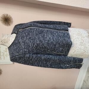 Flawless Gerard Darel France Blazer jacket blue black tweed unqiue moto  40 8